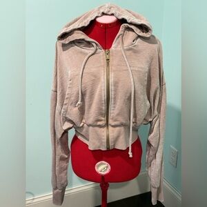 Free People Lowkey Zip Up, color is Sand Dunes.